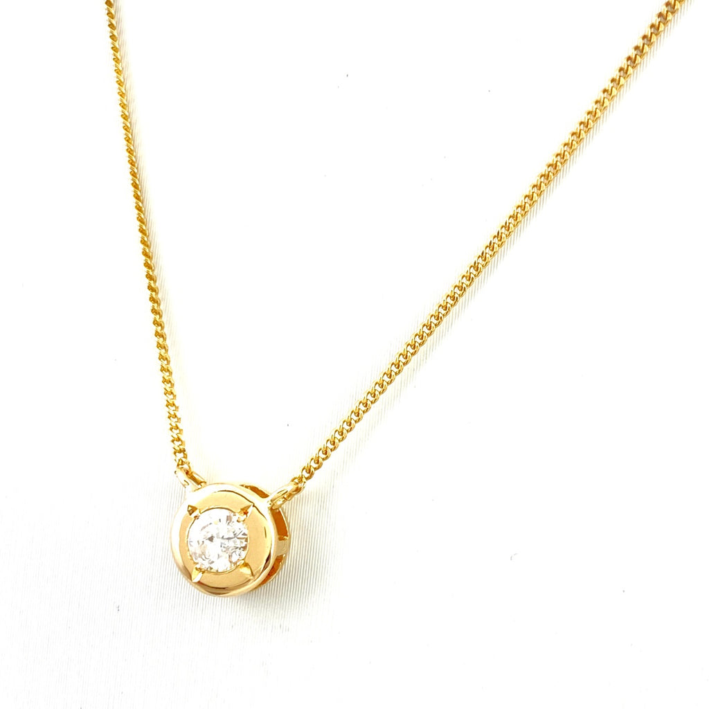 ダイヤモンド デザインネックレス YG イエローゴールド ペンダント ネックレス K18 750 ダイヤモンド レディース 【中古】nbjwl