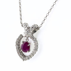 ルビー デザインネックレス プラチナ ペンダント メレダイヤ ダイヤモンド ネックレス Pt900 Pt850 ルビー レディース 【中古】nbjwl