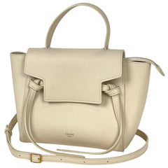 セリーヌ ベルトバッグ ナノ 2WAY ショルダーバッグ ハンドバッグ レザー クリーム 189003 レディース 【中古】 brbag