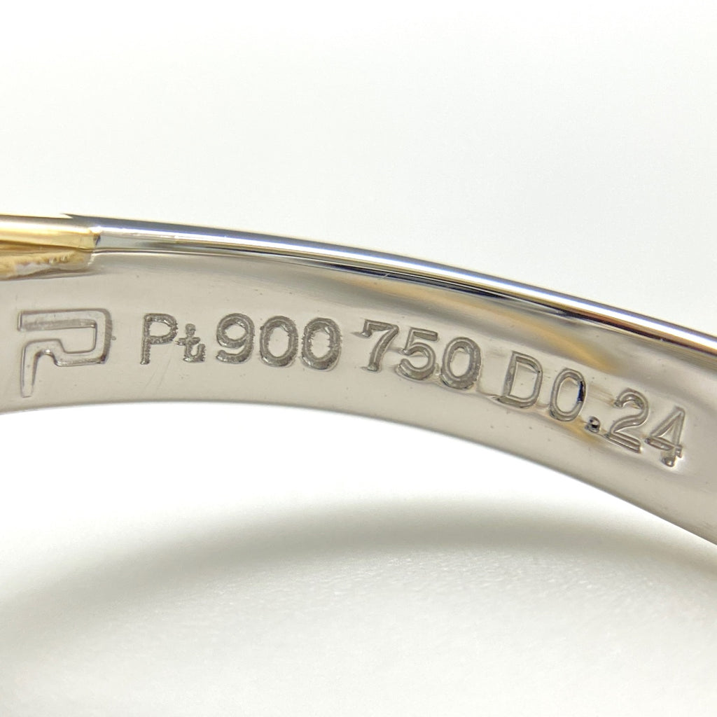 ポーラ メレダイヤ デザインリング プラチナ YG イエローゴールド 指輪 リング 15号 Pt900 K18 ダイヤモンド レディース 【中古】brjwl