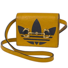 グッチ ホースビット 二つ折り財布 ショルダーウォレット アディダスコラボ adidas 二つ折り財布 レザー イエロー 702248 レディース 【中古】brbag