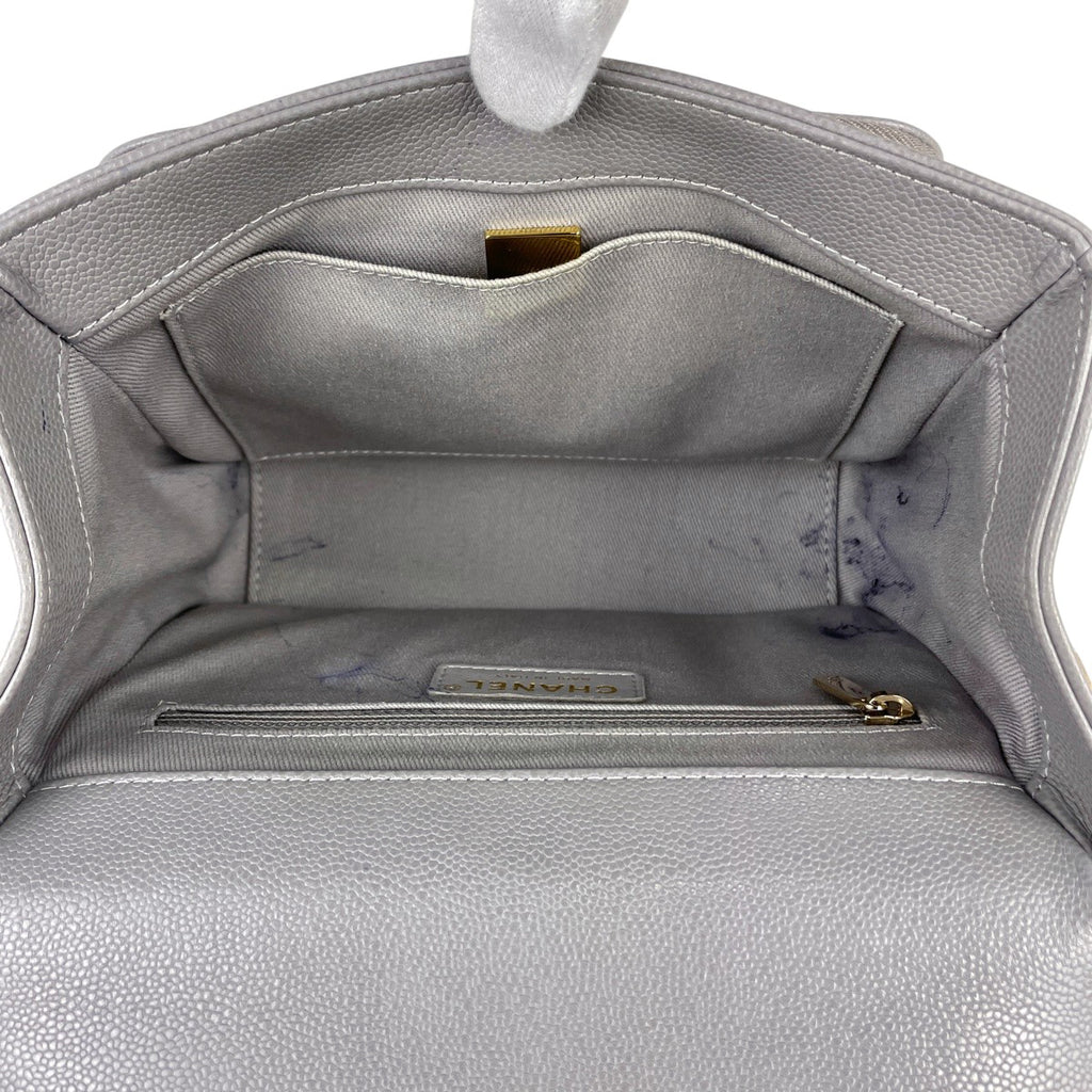 シャネル ココマーク トップハンドル チェーン ショルダーバッグ 2WAY ハンドバッグ マトラッセ ショルダーバッグ レザー グレー A93749 レディース 【中古】brbag