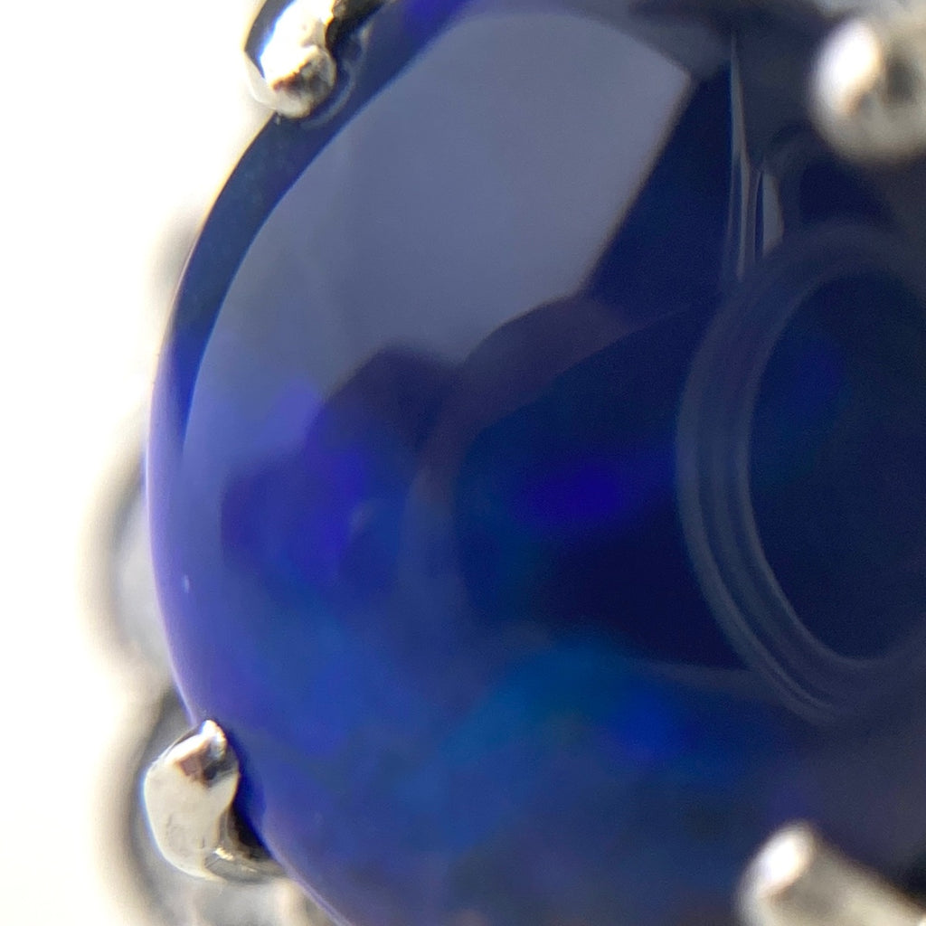 ブラックオパール デザインリング プラチナ 指輪 メレダイヤ リング 12号 Pt900 ブラックオパール ダイヤモンド レディース 【中古】nbjwl