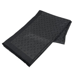 ルイ・ヴィトン モノグラム柄 ストール ラメ スカーフ 大判 ストール シルク ナイロン ポリエステル ブラック レディース 【中古】brbag