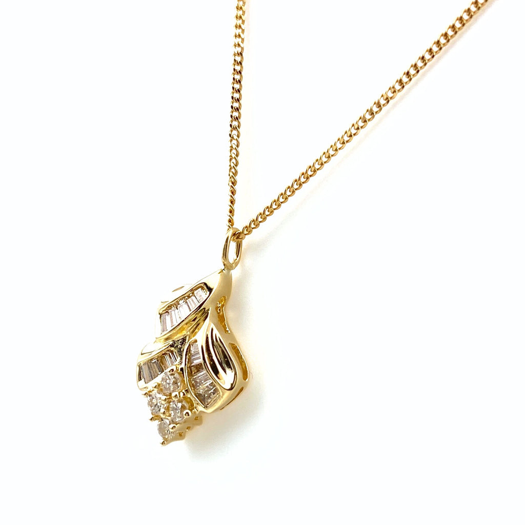 メレダイヤ デザインネックレス YG イエローゴールド ペンダント ネックレス K18 ダイヤモンド レディース 【中古】nbjwl