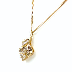 メレダイヤ デザインネックレス YG イエローゴールド ペンダント ネックレス K18 ダイヤモンド レディース 【中古】nbjwl