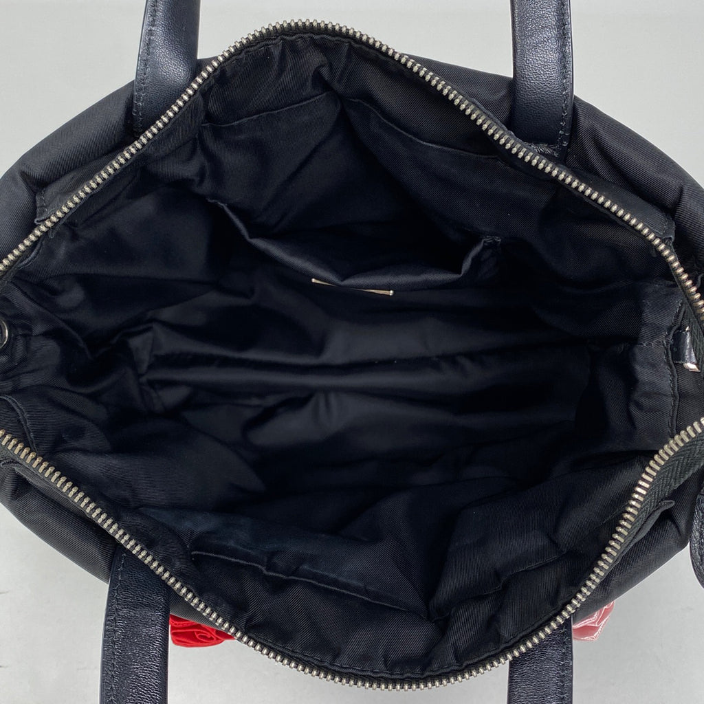 プラダ ロゴプレート ハンドバッグ トートバッグ 花 フラワー ハンドバッグ ナイロン ネロ(ブラック) 1BA257 レディース 【中古】brbag