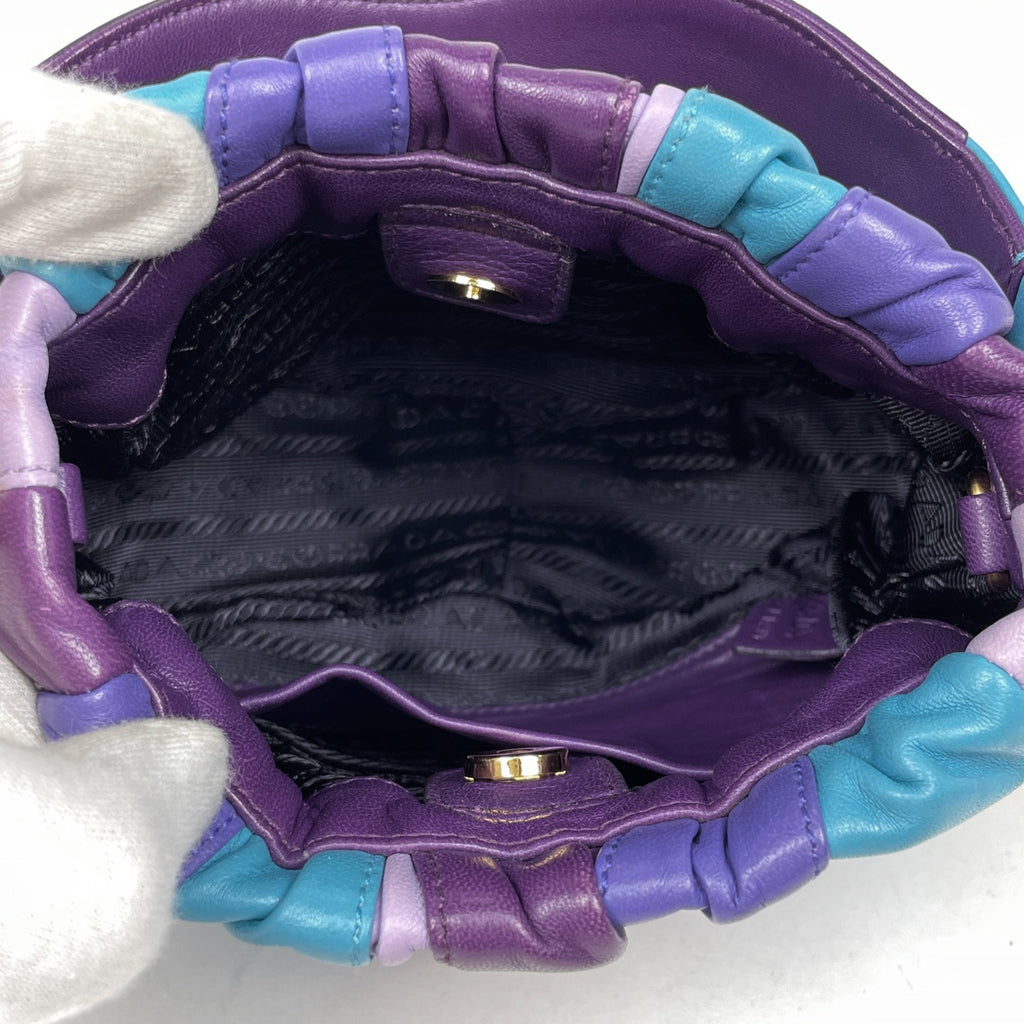 プラダ ロゴ ハンドバッグ 2WAY ショルダーバッグ パンプキンシリーズ ハンドバッグ レザー パープル ブルー BN1678 レディース 【中古】brbag