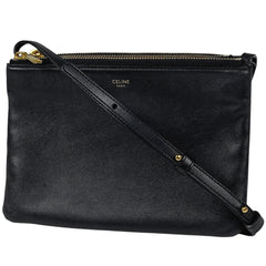 セリーヌ トリオ スモール ショルダーバッグ レザー ブラック レディース 【中古】 brbag