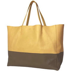 セリーヌ ロゴ トートバッグ ホリゾンタルカバ バイカラー トートバッグ レザー イエロー ブラウン レディース 【中古】 brbag