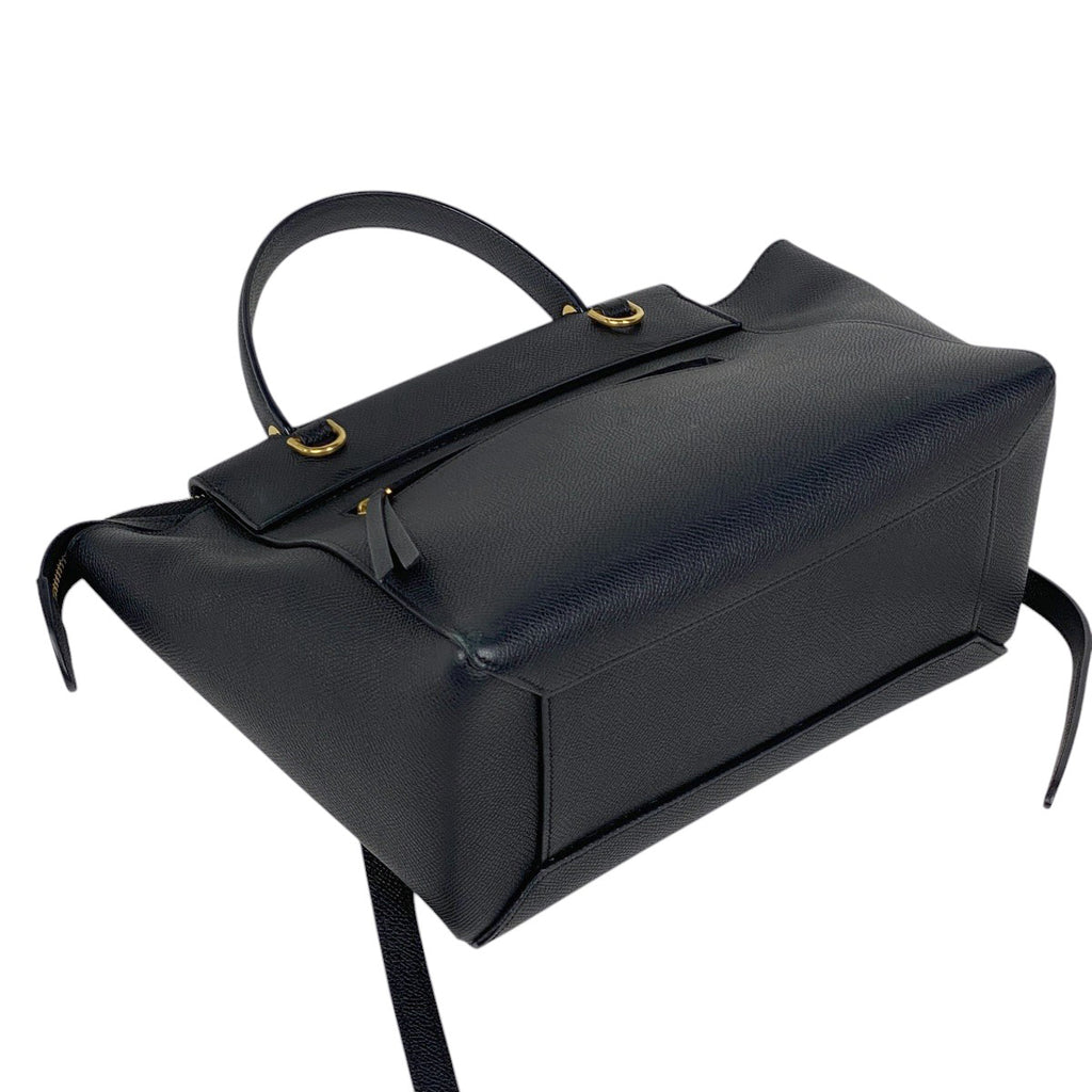 【最終値引き】 セリーヌ ベルトバッグ マイクロ 手提げ ハンドバッグ レザー ブラック レディース 【中古】 brbag