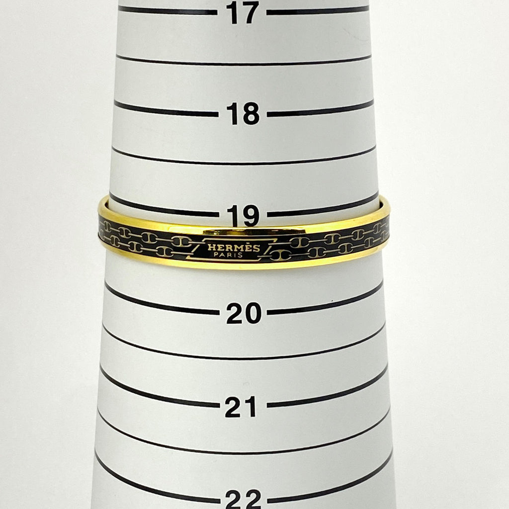 エルメス エマイユ PM 七宝焼き シェーヌダンクル バングル GP ブラック ゴールド レディース 【中古】bracc