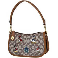 【在庫一掃】 コーチ シグネチャー ショルダーバッグ ハンドバッグ ワンショルダー 2WAY ディズニーコラボ ショルダーバッグ キャンバス ブラウン C8620 レディース 【中古】 brbag