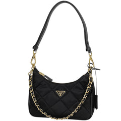 【在庫一掃】 プラダ ロゴプレート ショルダーバッグ チェーン キルティング ハンドバッグ ショルダーバッグ ナイロン ネロ(ブラック) 1BC204 レディース 【中古】 brbag