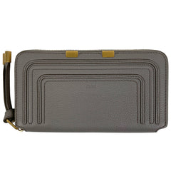 クロエ マーシー ラウンドファスナー 長財布 ロゴ 長財布 レザー グレー レディース 【中古】brbag