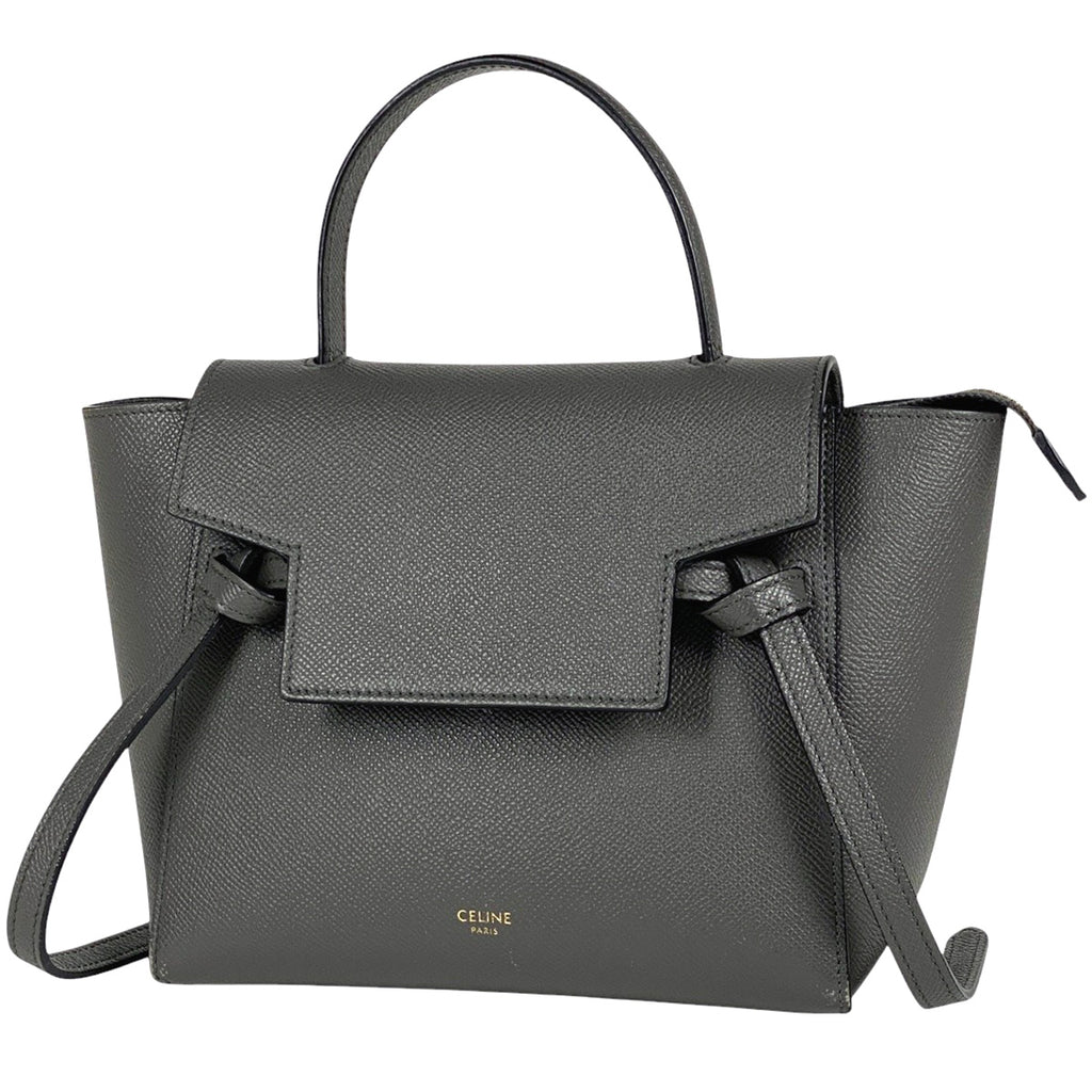 セリーヌ ベルトバッグ ナノ 2WAY ショルダーバッグ ハンドバッグ レザー グレー レディース 【中古】brbag