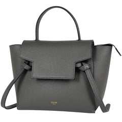 セリーヌ ベルトバッグ ナノ 2WAY ショルダーバッグ ハンドバッグ レザー グレー レディース 【中古】brbag