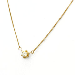 ダイヤモンド デザインネックレス YG イエローゴールド ペンダント ネックレス K18 ダイヤモンド レディース 【中古】nbjwl