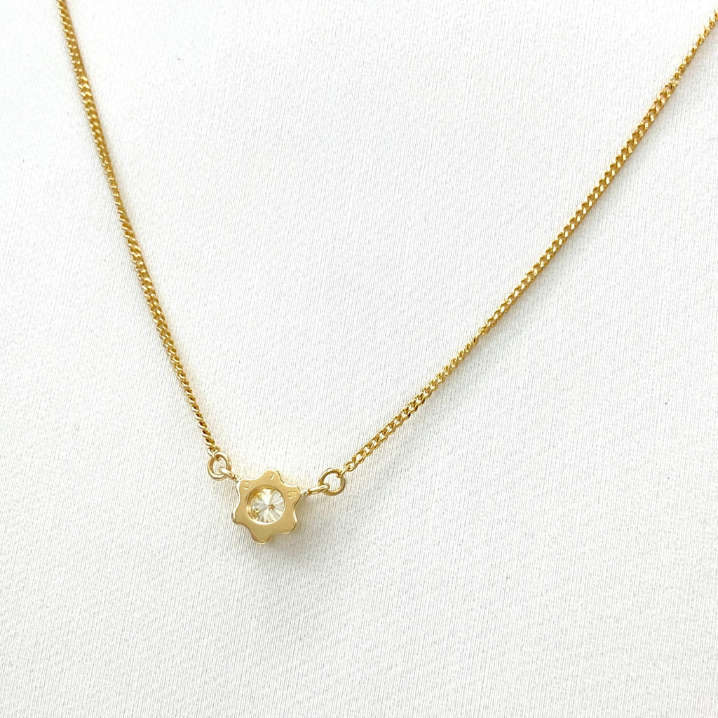 ダイヤモンド デザインネックレス YG イエローゴールド ペンダント ネックレス K18 ダイヤモンド レディース 【中古】nbjwl