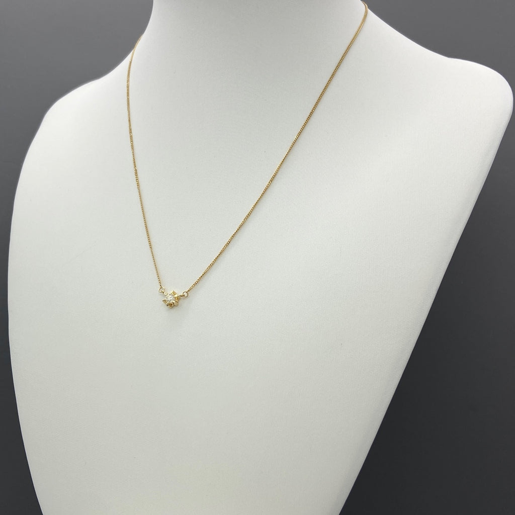 ダイヤモンド デザインネックレス YG イエローゴールド ペンダント ネックレス K18 ダイヤモンド レディース 【中古】nbjwl