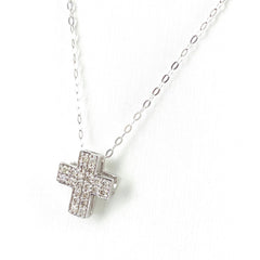 GSTV クロスモチーフ デザインネックレス WG ホワイトゴールド ペンダント メレダイヤ ネックレス K18 WG ダイヤモンド レディース 【中古】brjwl