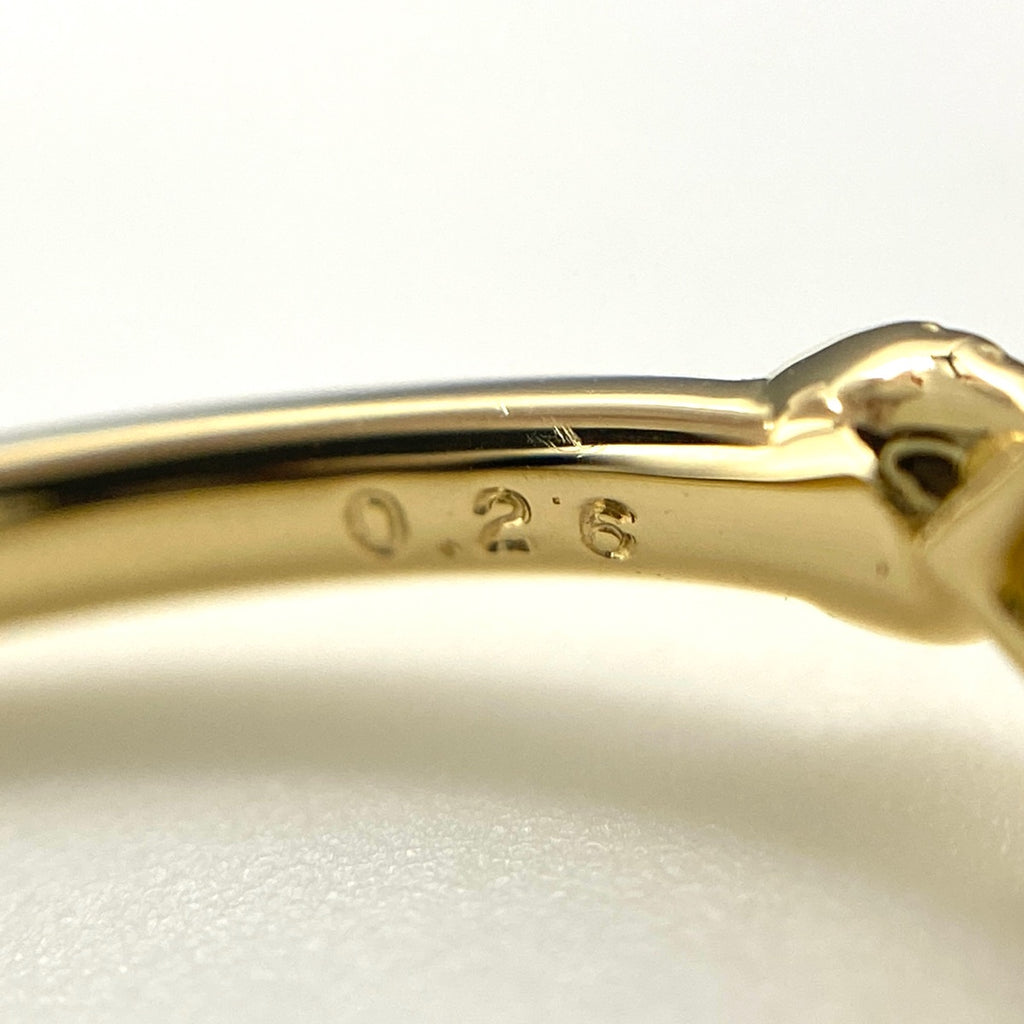 ハートモチーフ デザインリング YG イエローゴールド 指輪 メレダイヤ リング 15号 K18 ダイヤモンド レディース 【中古】nbjwl