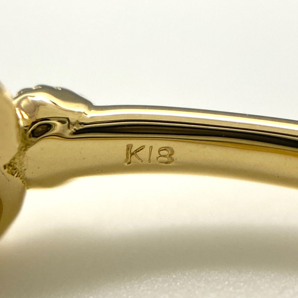 ハートモチーフ デザインリング YG イエローゴールド 指輪 メレダイヤ リング 15号 K18 ダイヤモンド レディース 【中古】nbjwl