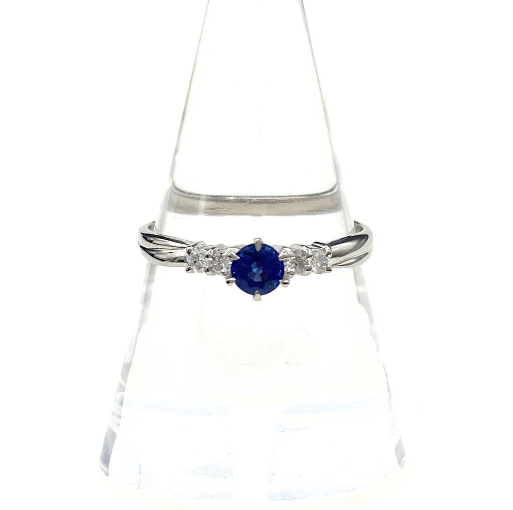 サファイア デザインリング プラチナ 指輪 メレダイヤ リング 20号 Pt900 サファイア ダイヤモンド メンズ 【中古】nbjwl