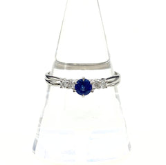 サファイア デザインリング プラチナ 指輪 メレダイヤ リング 20号 Pt900 サファイア ダイヤモンド メンズ 【中古】nbjwl