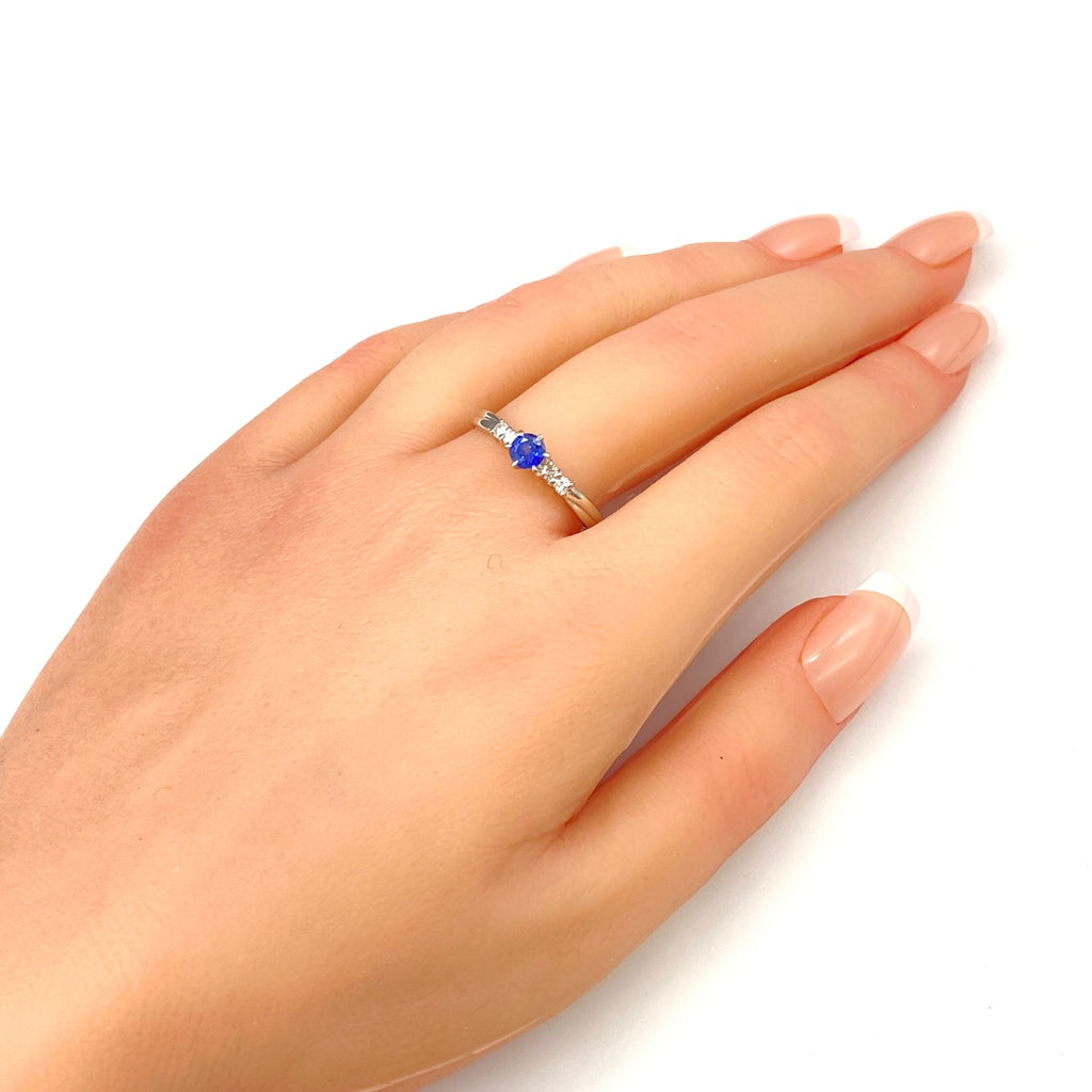 サファイア デザインリング プラチナ 指輪 メレダイヤ リング 20号 Pt900 サファイア ダイヤモンド メンズ 【中古】nbjwl