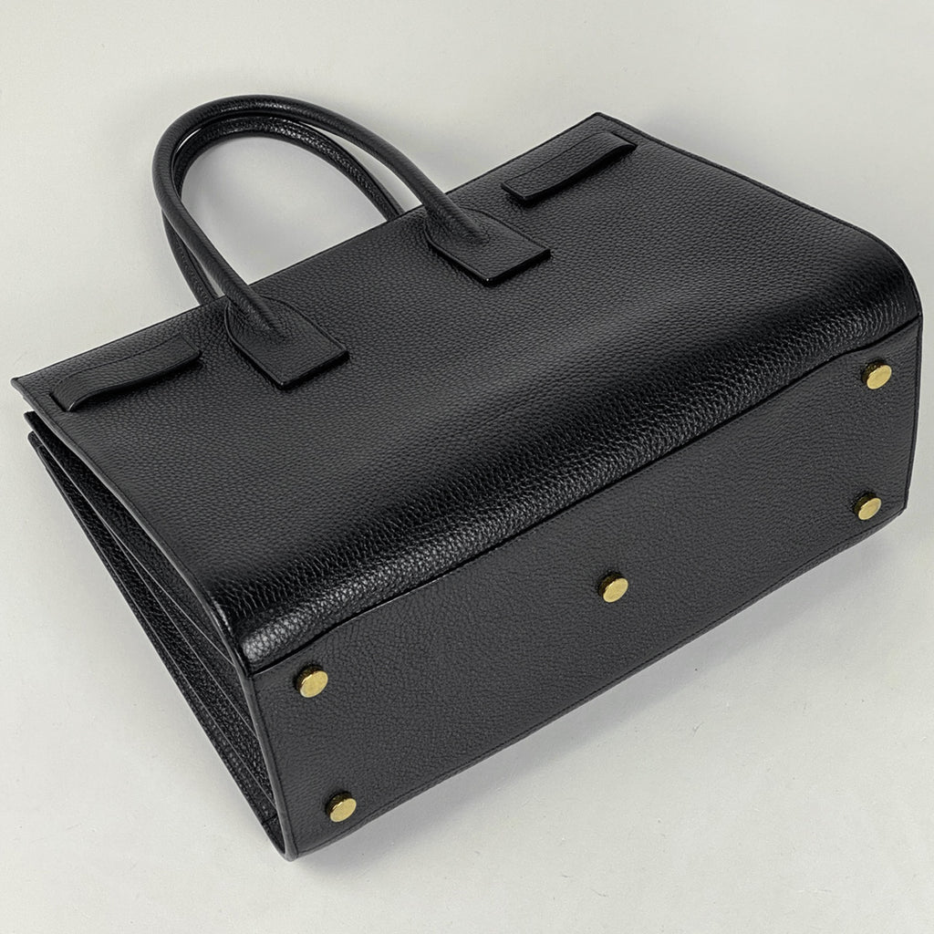 サンローラン サック ド ジュール ミディアム ハンドバッグ トートバッグ レザー ブラック 347543 レディース 【中古】brbag