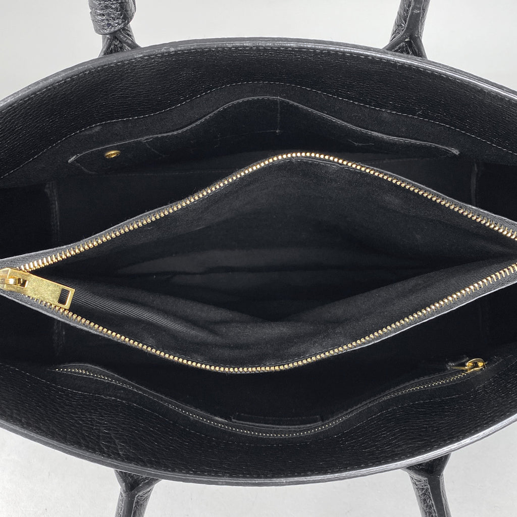 サンローラン サック ド ジュール ミディアム ハンドバッグ トートバッグ レザー ブラック 347543 レディース 【中古】brbag