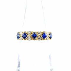 ポーラ サファイア デザインリング YG イエローゴールド 指輪 メレダイヤ リング 9号 750 サファイア ダイヤモンド レディース 【中古】brjwl