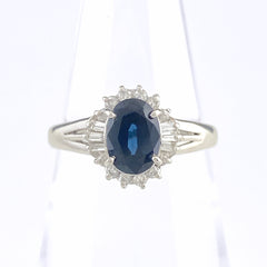 サファイア デザインリング プラチナ 指輪 メレダイヤ リング 12号 Pt900 サファイア ダイヤモンド レディース 【中古】nbjwl