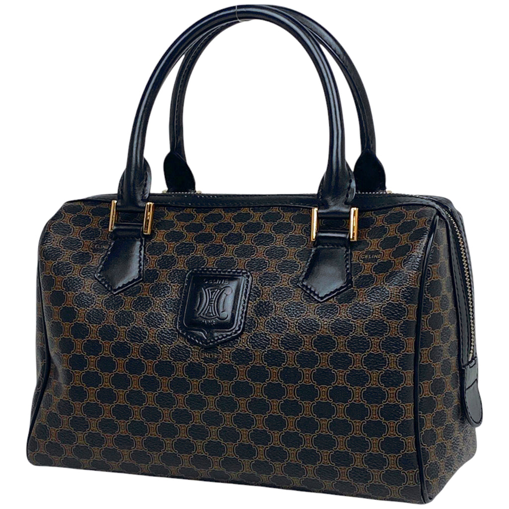 セリーヌ マカダム柄 ハンドバッグ ロゴ ハンドバッグ コーティングキャンバス ブラック レディース 【中古】brbag