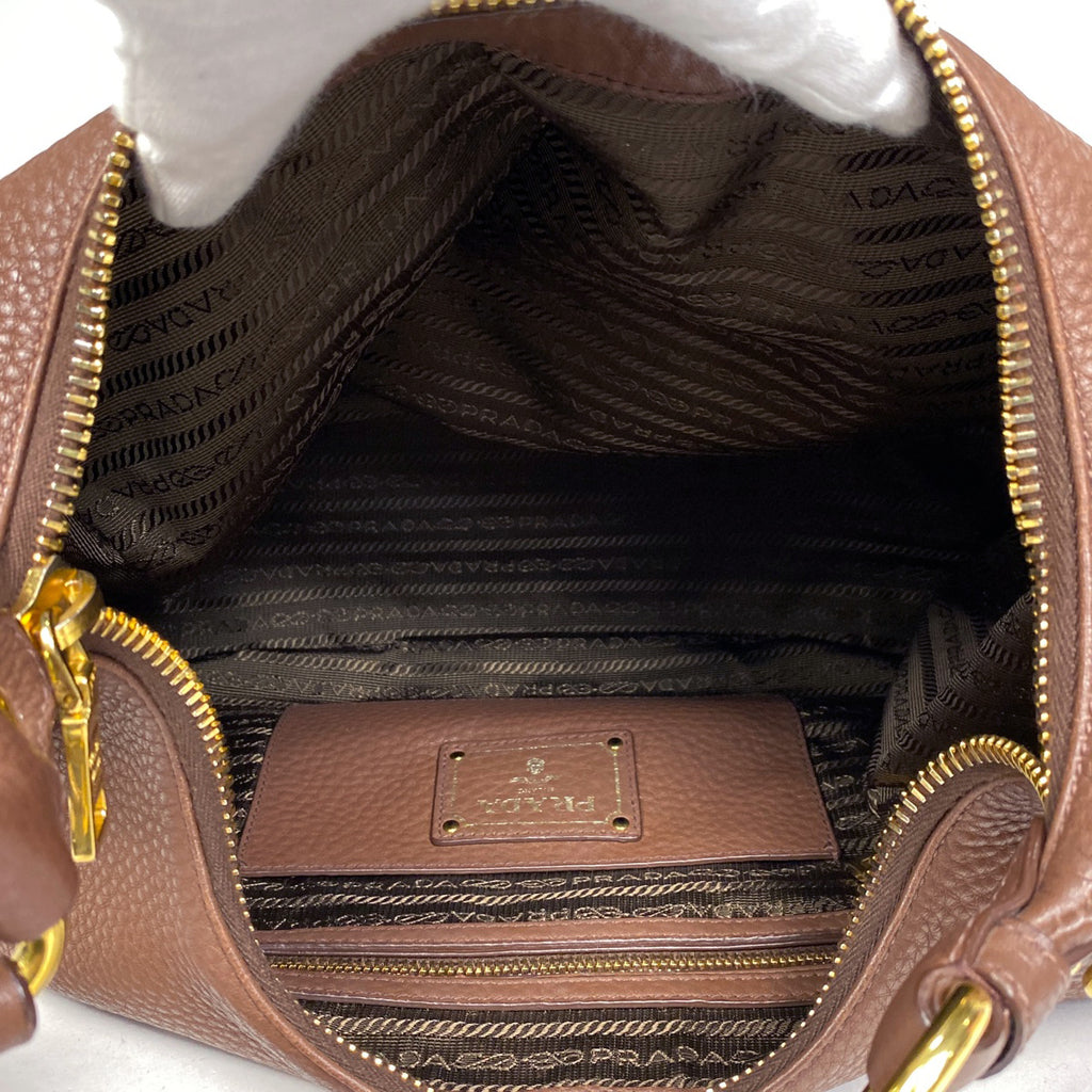 プラダ ロゴ ショルダーバッグ ハンドバッグ ワンショルダー ショルダーバッグ レザー ブラウン B4311 レディース 【中古】brbag