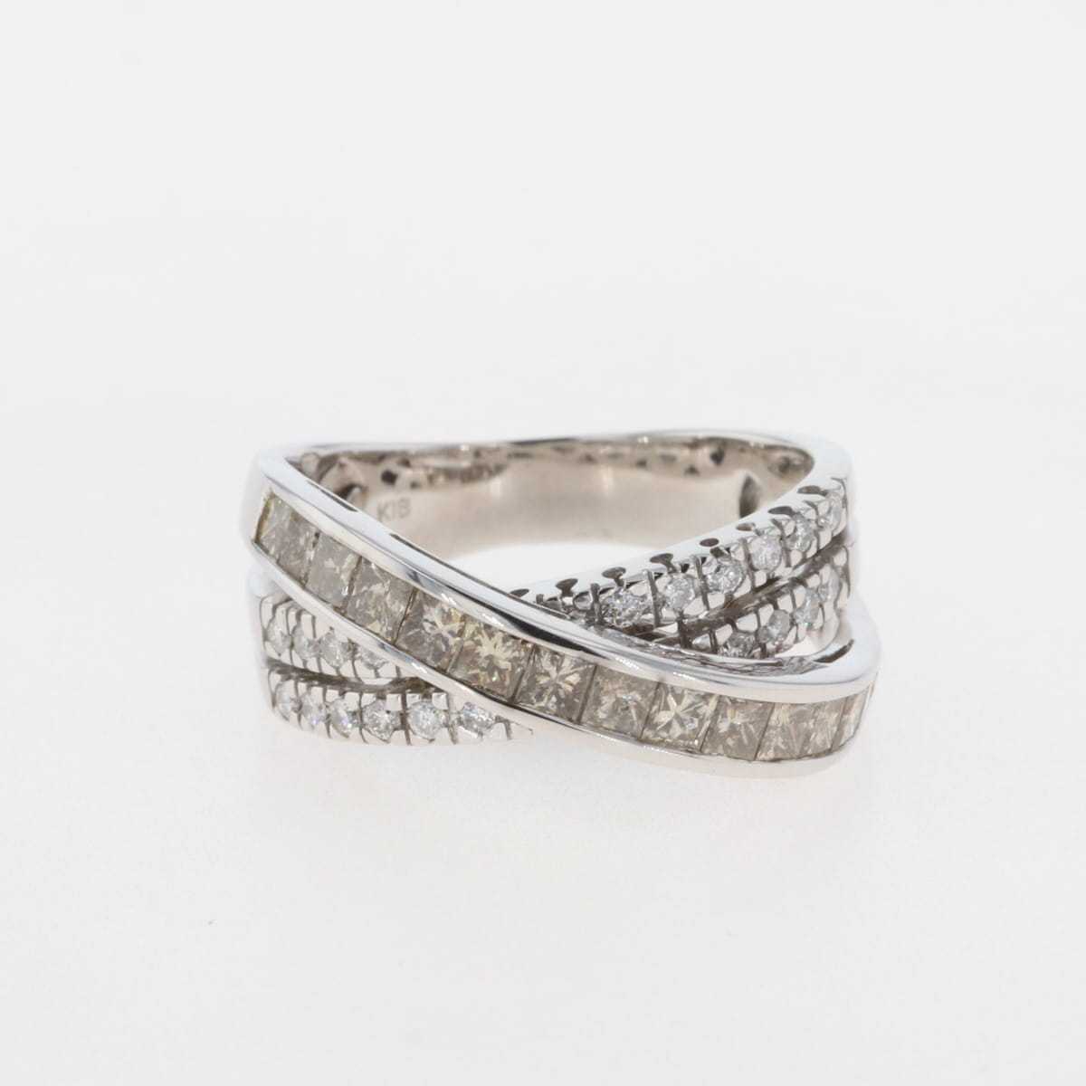 メレダイヤ デザインリング 指輪 リング 15号 K18 ダイヤモンド レディース 【中古】, ラッピング可