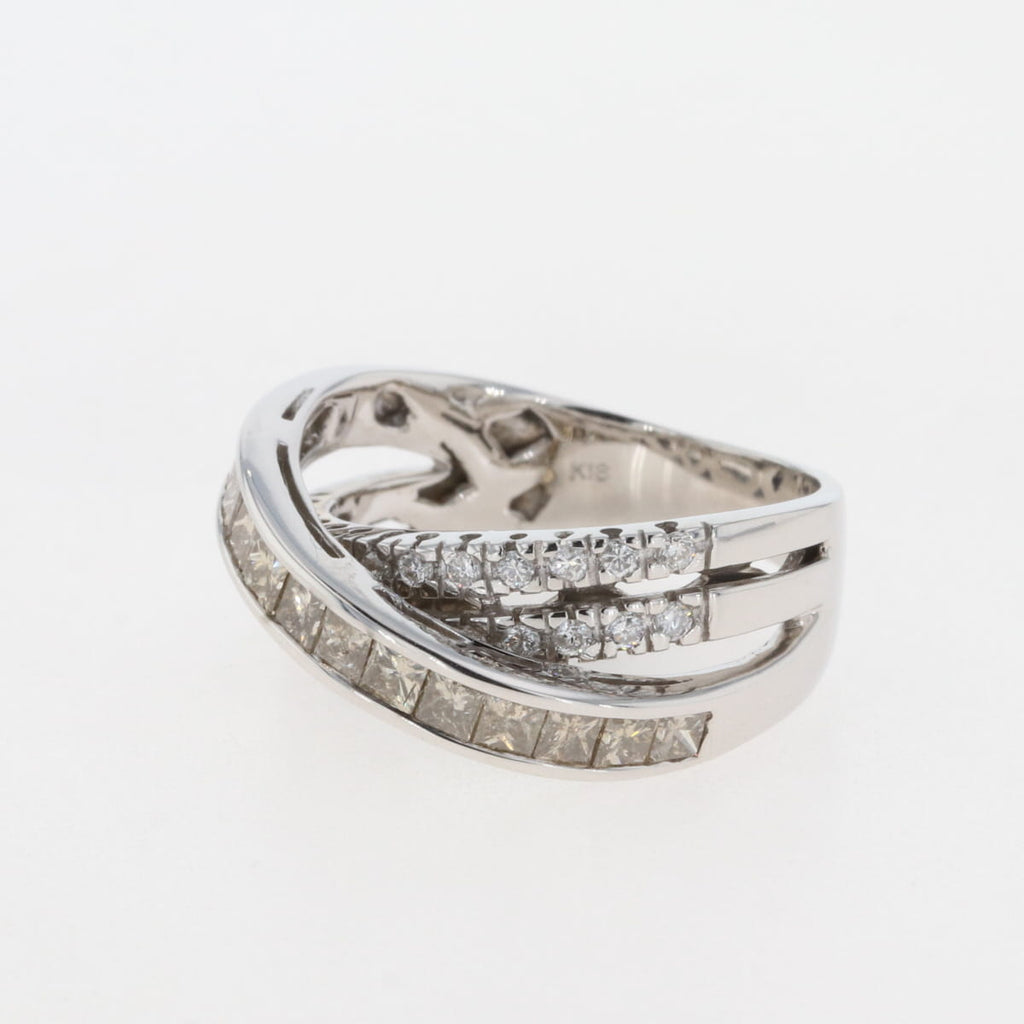 メレダイヤ デザインリング 指輪 リング 15号 K18 ダイヤモンド レディース 【中古】, ラッピング可