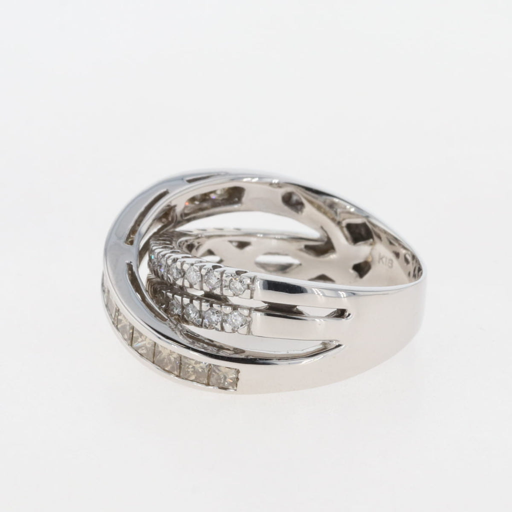 メレダイヤ デザインリング 指輪 リング 15号 K18 ダイヤモンド レディース 【中古】 ラッピング可