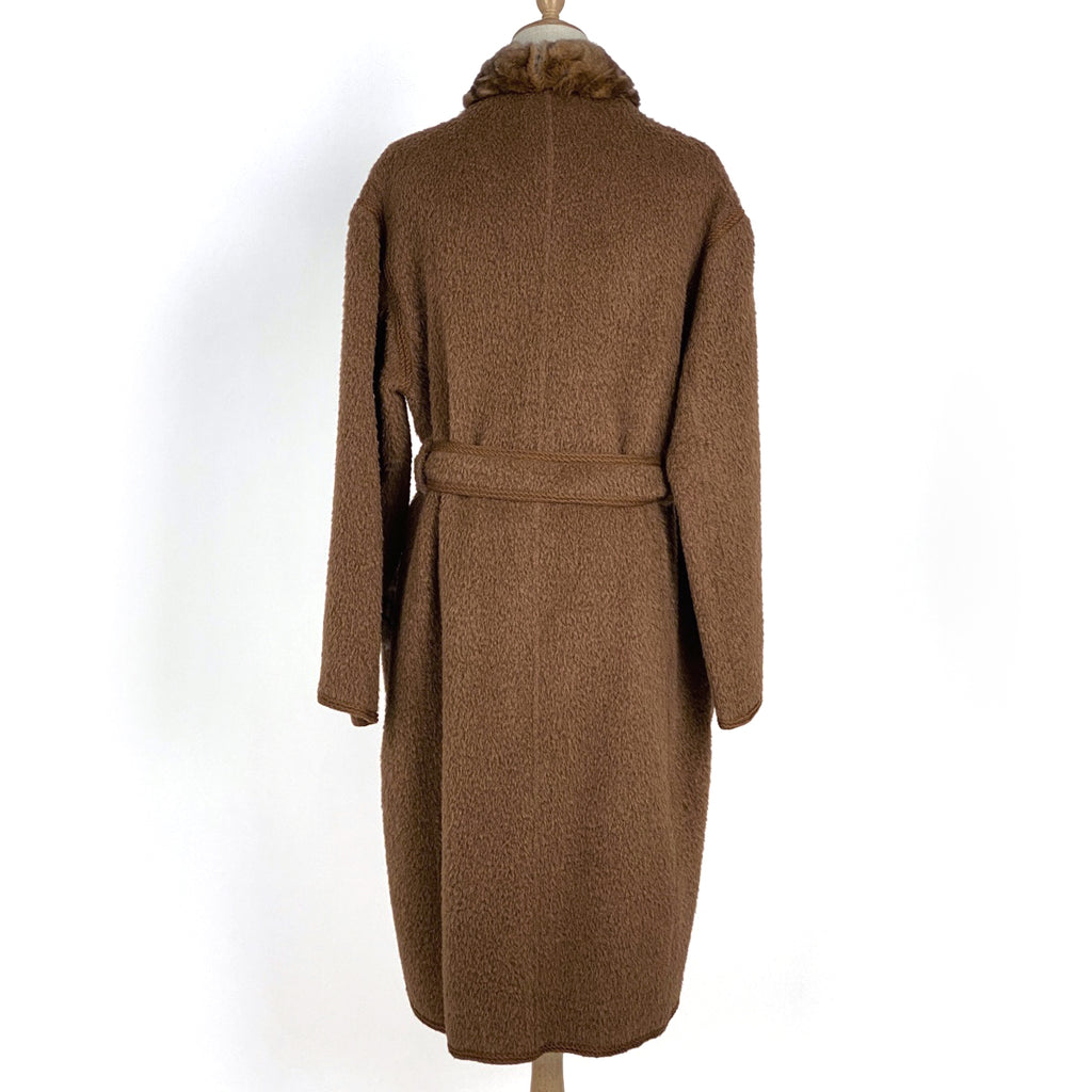 フェンディ ファー付き ロング コート ノーカラー アウター その他コート ブラウン レディース 【中古】brapp