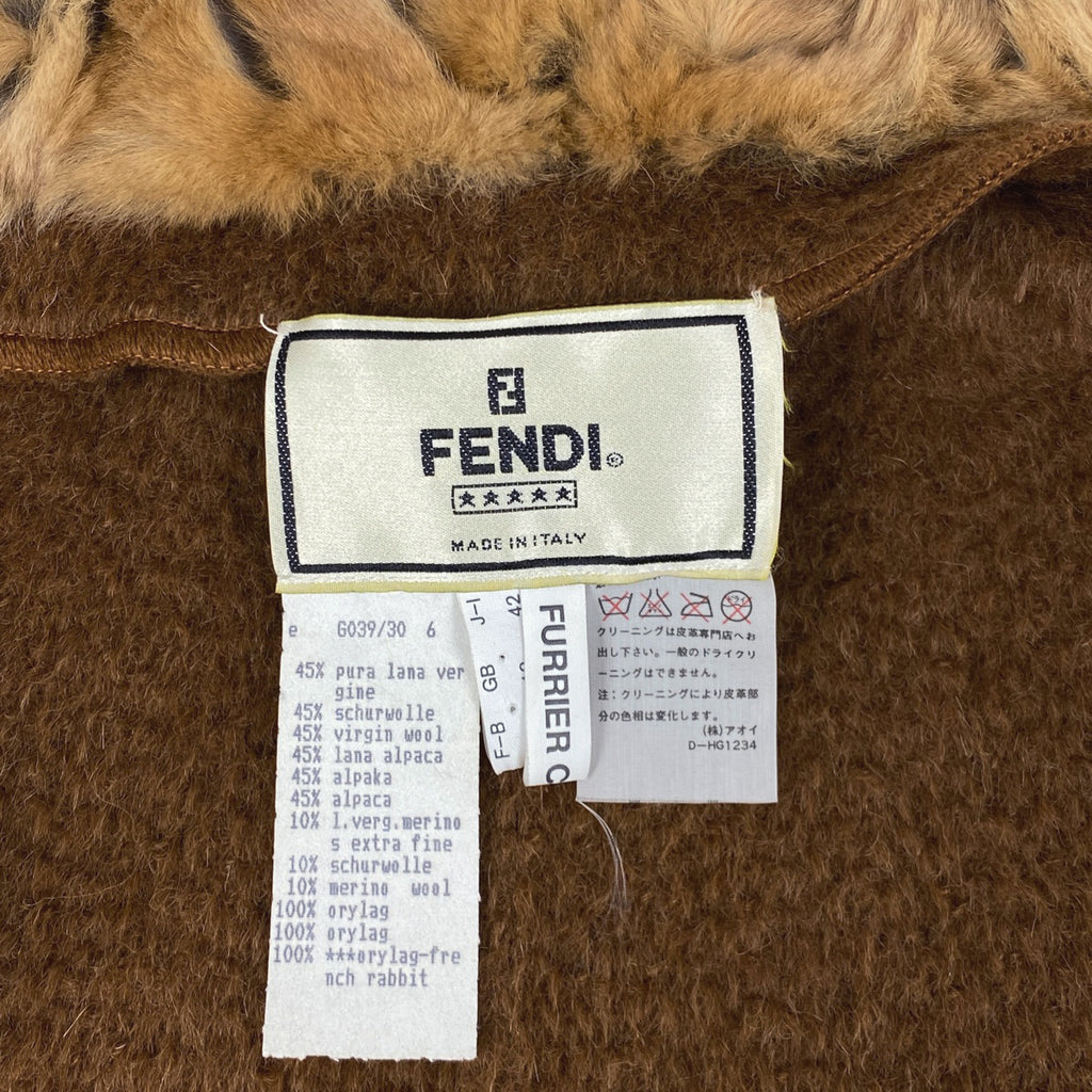 フェンディ ファー付き ロング コート ノーカラー アウター その他コート ブラウン レディース 【中古】brapp