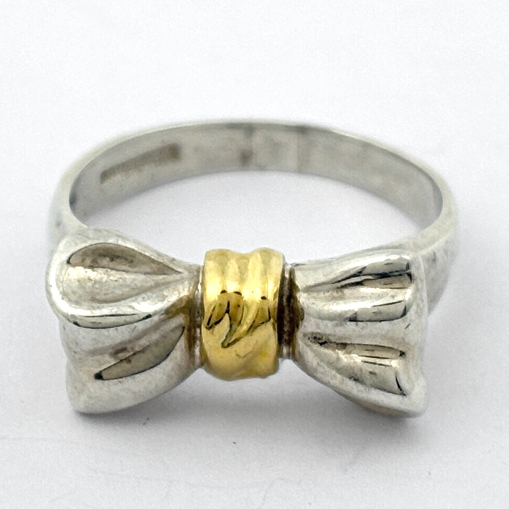 極美品 オールドティファニー リボン コンビ 11.5号 シルバー k18 極美品 オールドティファニー リボン コンビ リング 11号 シルバー k18