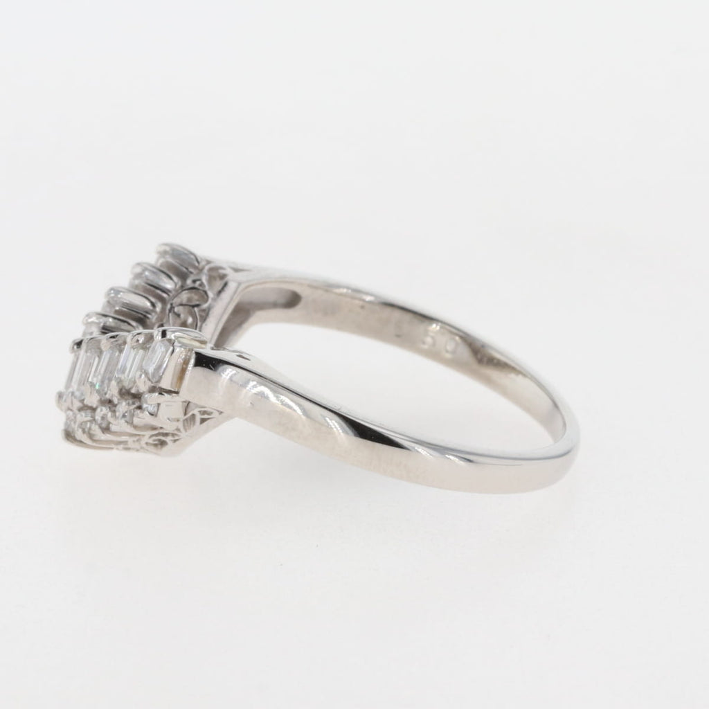 メレダイヤ デザインリング プラチナ 指輪 リング 15号 Pt900 ダイヤモンド レディース 【中古】 - レディースアクセサリー
