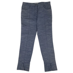 シャネル ストレートパンツ ココマークボタン 裾スリット  ボトムス ブルー レディース 中古