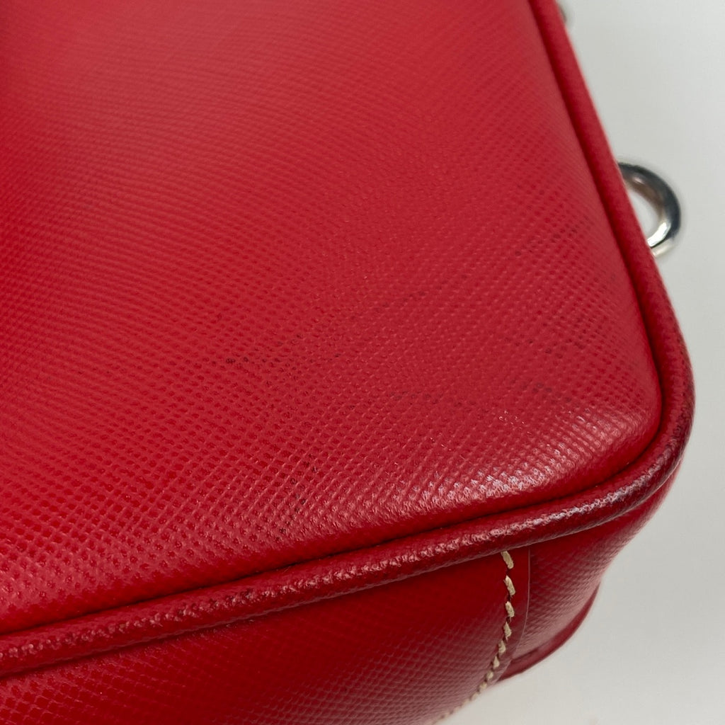 プラダ ロゴプレート ハンドバッグ 手提げ ハンドバッグ サフィアーノレザー レッド レディース 【中古】brbag