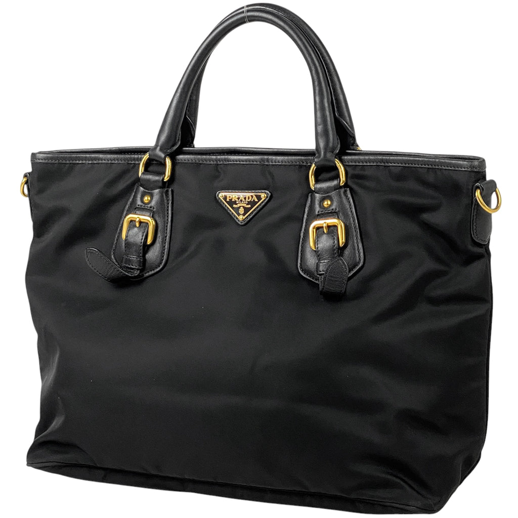 プラダ ロゴプレート トートバッグ 2WAY ショルダーバッグ トートバッグ ナイロン ネロ(ブラック) レディース 【中古】brbag