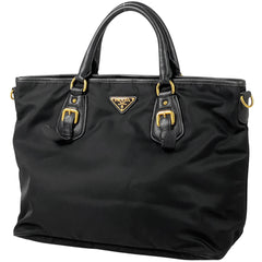 プラダ ロゴプレート トートバッグ 2WAY ショルダーバッグ トートバッグ ナイロン ネロ(ブラック) レディース 【中古】brbag