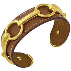 エルメス ホースビット バングル ブレスレット 腕輪 バングル レザー ゴールド ブラウン ゴールド レディース 【中古】bracc