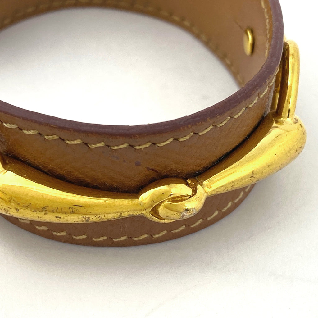 エルメス ホースビット バングル ブレスレット 腕輪 バングル レザー ゴールド ブラウン ゴールド レディース 【中古】bracc