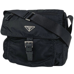プラダ ロゴプレート ショルダーバッグ 斜め掛け ショルダーバッグ ナイロン ネロ(ブラック) レディース 【中古】 brbag